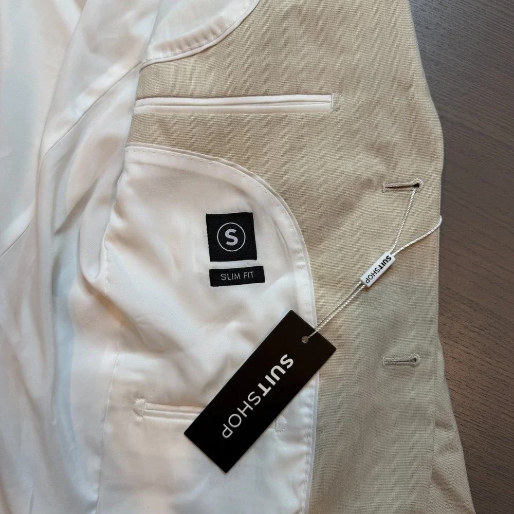 SuitShop Suit Mens 38R‎ Slim Fit Jacket Stretch Tan NWT